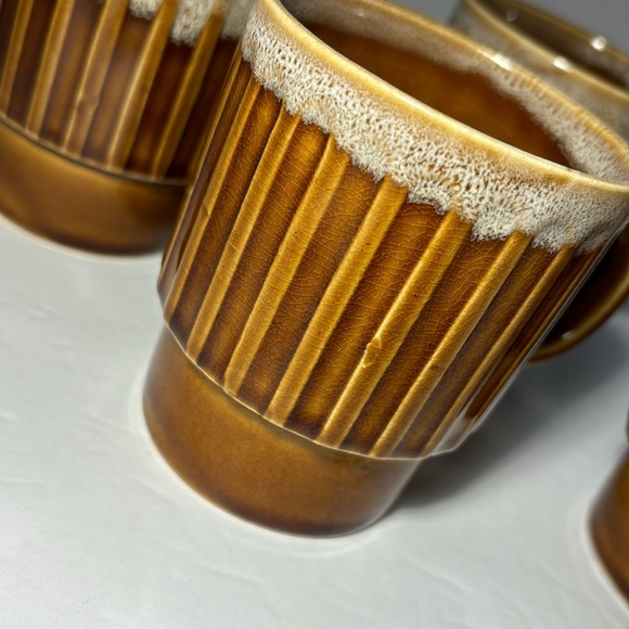 4 Stackable Drip Glaze Coffee Mugs Japan Brown Ceramic 6 OZS 3 1/2”H Set Of 4 - Picture 11 of 15